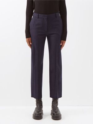 Joseph - Coleman Brushed Wool-blend Cropped Trousers - Womens - Navy