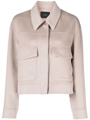 JOSEPH cropped wool-silk shirt jacket - Brown