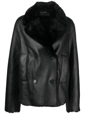 JOSEPH double-breasted leather coat - Black