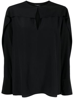 JOSEPH draped-detailing crepe silk blouse - Black