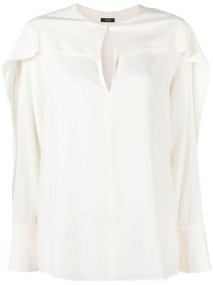 JOSEPH draped-detailing crepe silk blouse - White