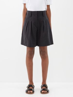 Joseph - Handley Pleated Silk-blend Shorts - Womens - Black