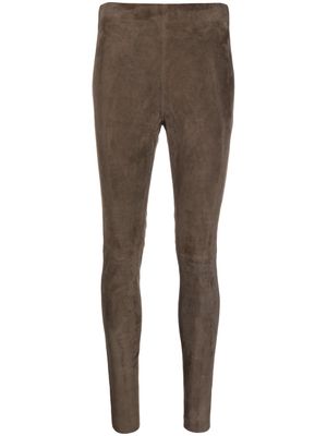 JOSEPH high-waisted suede leggings - Brown