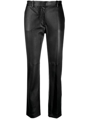 JOSEPH mid-rise leather slim-fit trousers - Black