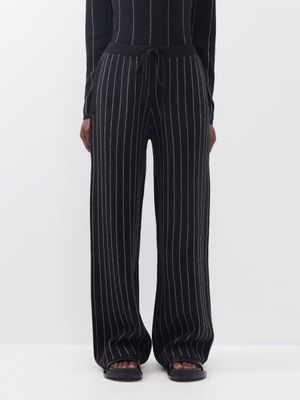 Joseph - Pinstripe-intarsia Merino Straight-leg Trousers - Womens - Black Multi