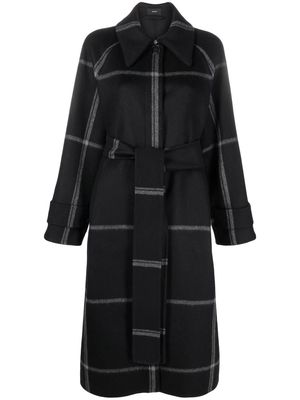 JOSEPH plaid belted wool coat - Black