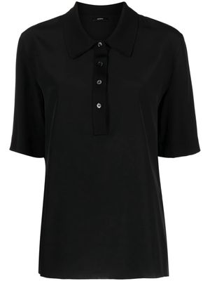 JOSEPH plain silk polo shirt - Black