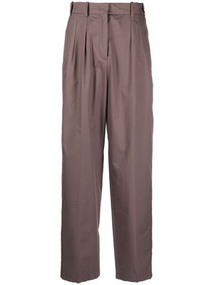 JOSEPH plain straight-leg cotton trousers - Brown