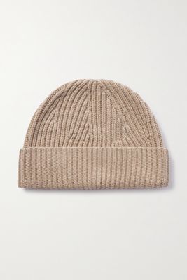 Joseph - Ribbed Cotton, Wool And Cashmere-blend Beanie - Neutrals