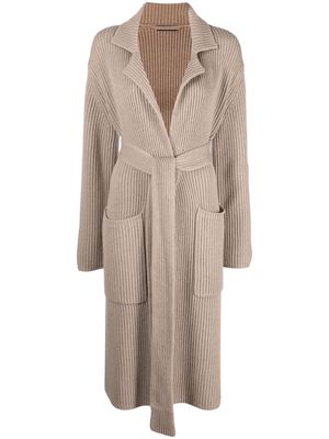 JOSEPH ribbed-knit belted cardigan - Neutrals