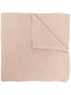 JOSEPH ribbed-knit cotton-wool blend scarf - Neutrals