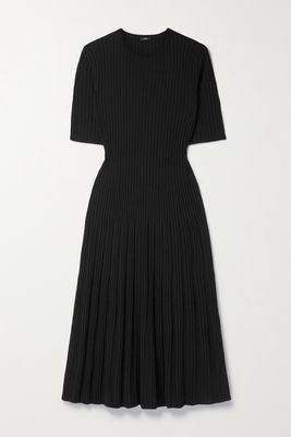 Joseph - Ribbed Merino Wool Midi Dress - Black