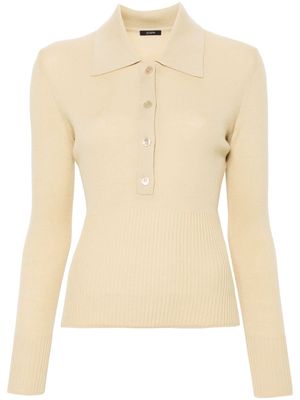 JOSEPH ribbed wool polo top - Neutrals