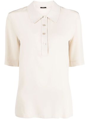JOSEPH short-sleeve silk polo shirt - Neutrals