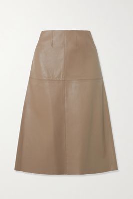 Joseph - Sidena Paneled Leather Midi Skirt - Brown