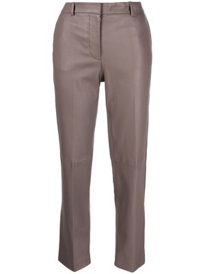 JOSEPH slim-cut leather trousers - Brown