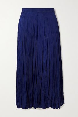 Joseph - Sully Crinkled Silk-habotai Midi Skirt - Blue