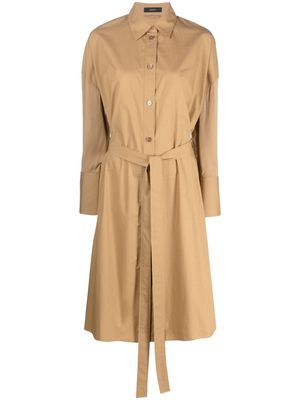 JOSEPH tied-waist cotton shirtdress - Brown