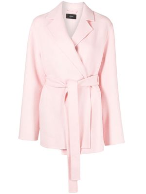 JOSEPH waist-tied fitted coat - Pink