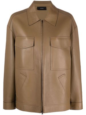 JOSEPH zip-up leather shirt jacket - Brown