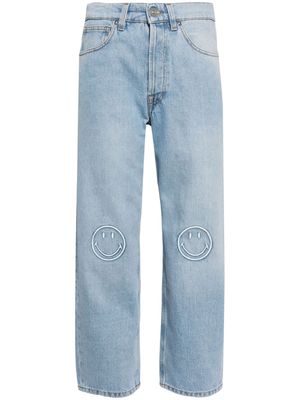 Joshua Sanders embroidered-smiley high-rise jeans - Blue