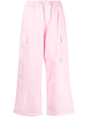 Joshua Sanders floral-appliqué cropped cargo trousers - Pink