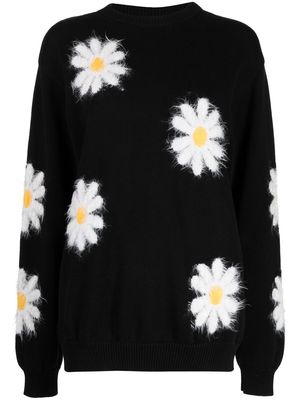 Joshua Sanders flower-appliqué knitted jumper - Black