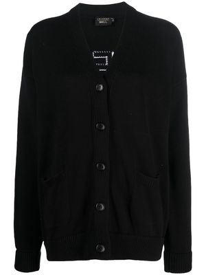 Joshua Sanders intarsia-knit slogan cardigan - Black