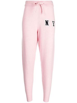 Joshua Sanders patterned intarsia-knit tapered track pants - Pink