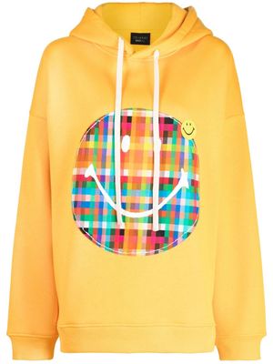 Joshua Sanders Plaid Smiley-motif jersey hoodie - Yellow