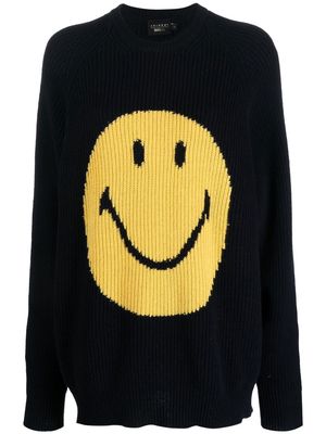 Joshua Sanders ribbed smiley face-print sweater - Blue