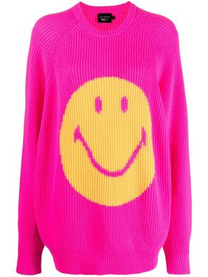 Joshua Sanders ribbed smiley face-print sweater - Pink