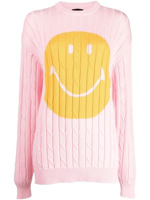 Joshua Sanders smiley-face printed knitted top - Pink