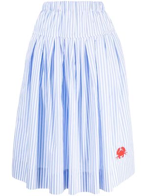 Joshua Sanders striped cotton midi skirt - Blue