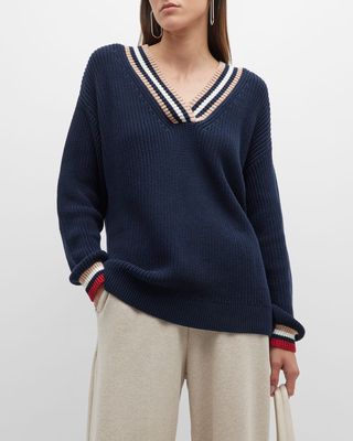 Josie Striped Trim Sweater