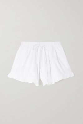 Joslin - Gracie Ruffled Organic Cotton-poplin Shorts - White