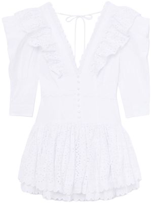 Joslin ruffle-detailing cotton dress - White