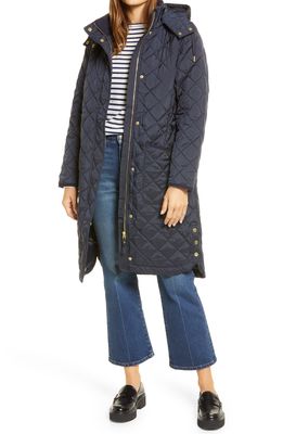 Joules Chatham Long Quilted Coat in Marine Navy