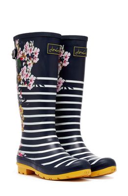 Joules Welly Rain Boot in Navy Floral Stripe