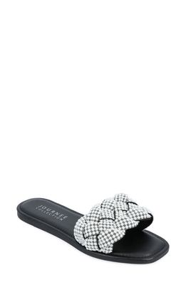 Journee Collection Railley Embellished Slide Sandal in Black