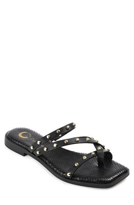 Journee Collection Square-toe Studded Sandal in Black