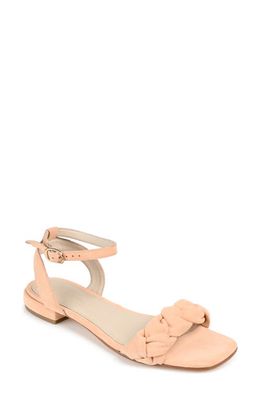 Journee Signature Sellma Braided Ankle Strap Sandal in Coral
