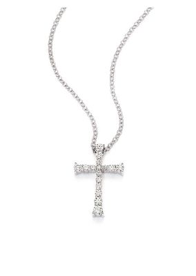 Journey Diamond & 18K White Gold Cross Pendant Necklace
