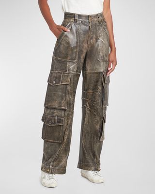 Journey Distressed Leather Cargo Pants