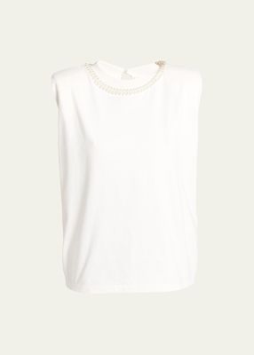 Journey Sleeveless Pearl-Embellished T-Shirt