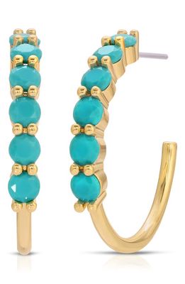 Joy Dravecky Alexandria Midi Hoop Earrings in Turquoise/Gold
