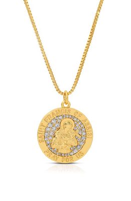Joy Dravecky Saint Francis Pendant Necklace in White Cz/Gold