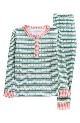 JOY STREET Kids' Balsam Holiday Tree Stripe Cotton Fitted Two-Piece Pajamas in Multi