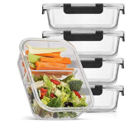 JoyJolt 2-Sectional Food Prep Storage Container s - Set of 5