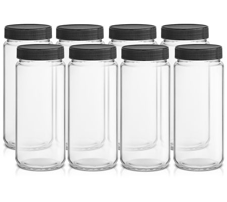 JoyJolt Reusable Glass Juice Bottles with Lidset of 8